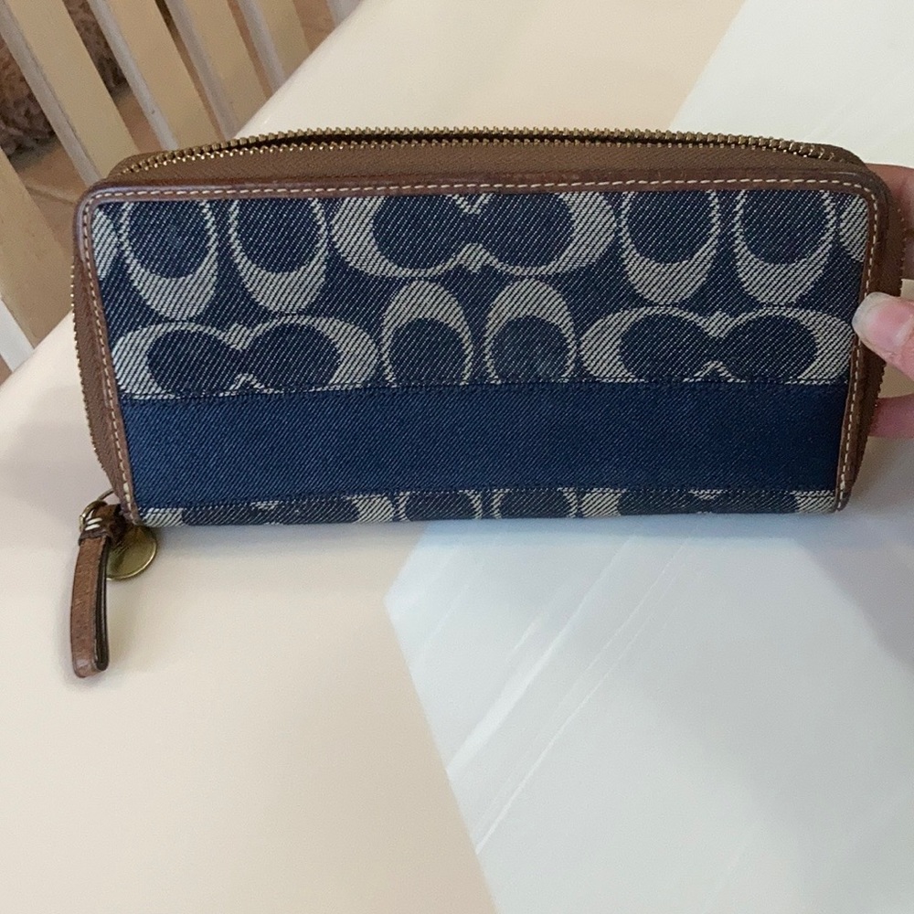 Coach denim printed wallet